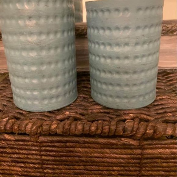 Set of Two Robin Egg Blue Ceramic Candle Holders - Picture 6 of 7